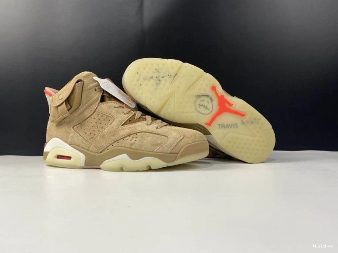 Reps TBkick Khaki Jordan Travis DH0690-200 Air Scott 6 Retro British 0709